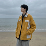 现货2026春季痞帅拼接设计感翻领夹克高级感潮流外套J24-P75，男装夹克，星座1017