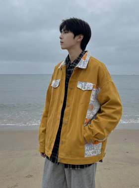 现货 2026春季痞帅拼接设计感翻领夹克高级感潮流外套  J24-P75