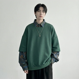 现货慵懒假两件衬衫领卫衣日系情侣碎花上衣A881-P65，男装衬衫，星座1017