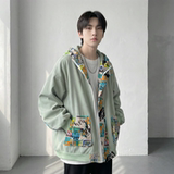 现货春款潮流涂鸦拼接夹克开衫连帽外套WT23-P75控96，男装夹克，星座1017