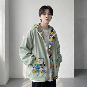 现货春款潮流涂鸦拼接夹克开衫连帽外套 WT23-P75 控96，男装夹克，星座1017