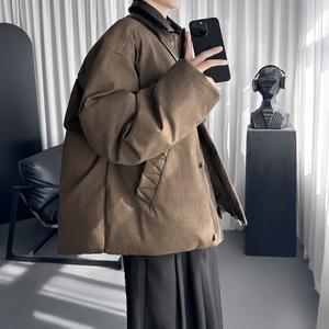 男装冬季高级感重磅防风保暖棉布拼接皮领棉服男潮 M6690-P138图片