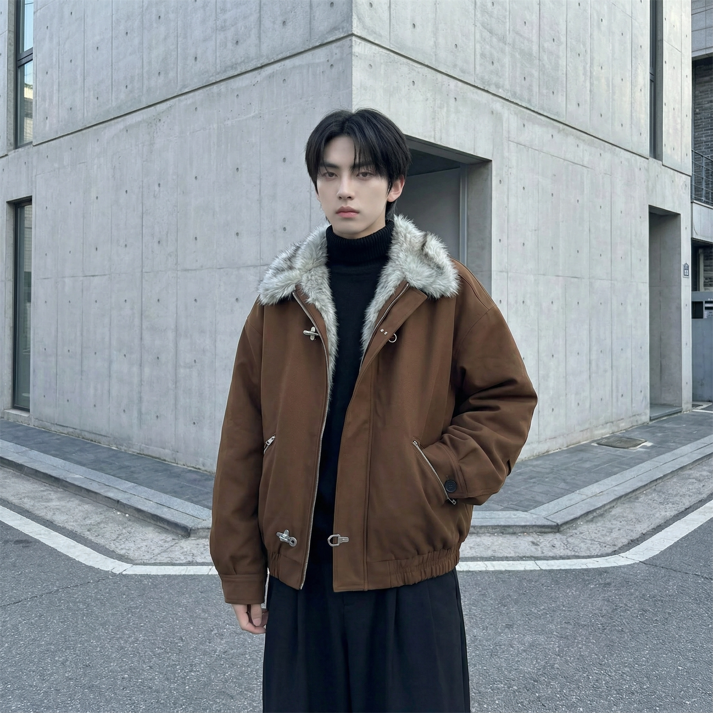 现货毛领复古（仿貂毛领）秋冬季座山雕夹克棉服外套男Q664-P148,男装夹克,星座1017