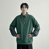 现货慵懒假两件衬衫领卫衣日系情侣碎花上衣A881-P65，男装衬衫，星座1017