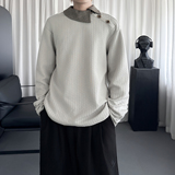 美式不规则polo领长袖T恤设计感打底衫男女款W1627-P78，男装Polo衫，星座1017