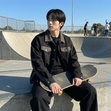 现货2026春季痞帅拼接设计感翻领夹克高级感潮流外套J46-P75，男装夹克，星座1017