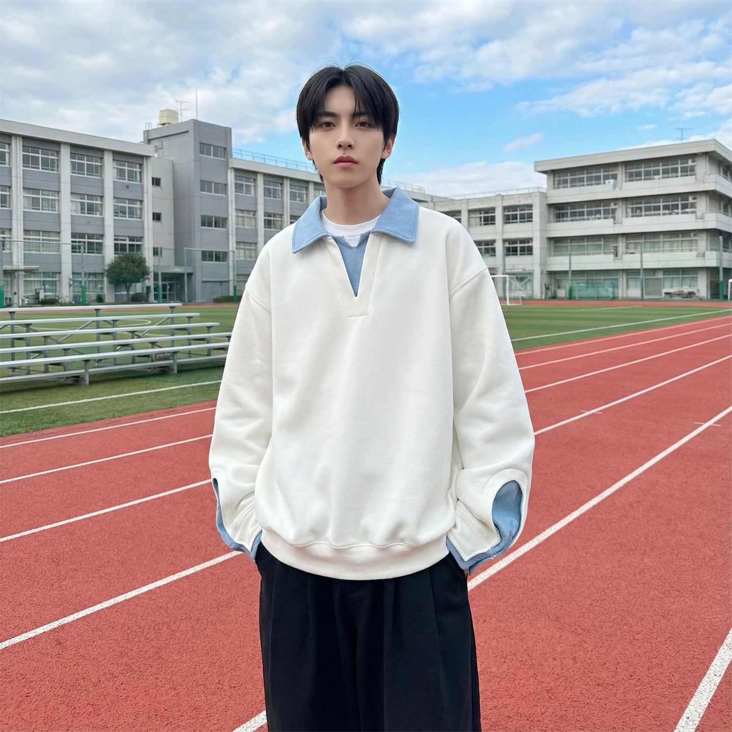 现货春季新款翻领高级感衬衫领上衣长袖卫衣男装潮WY212-P68，男装衬衫，星座1017