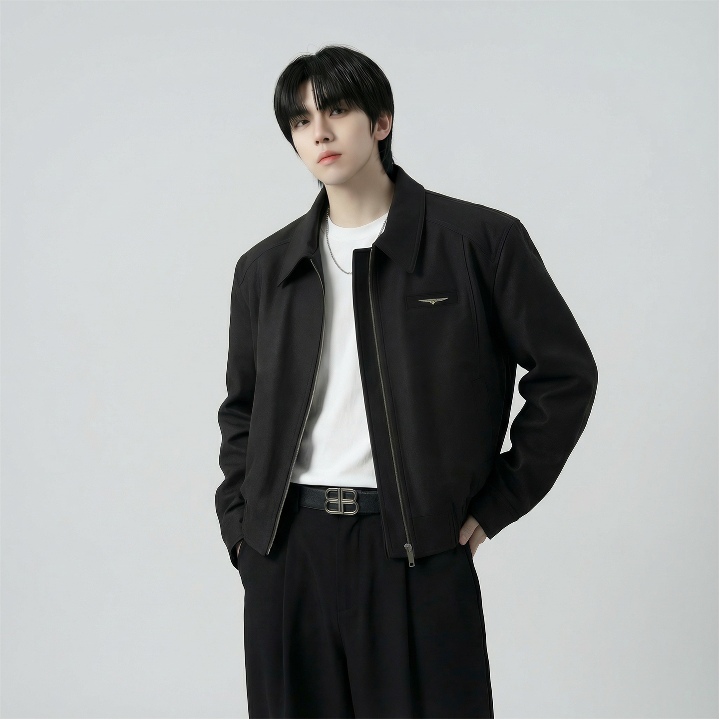 现货2025棒球领短款夹克高级感美式垫肩外套HJ7727-P90X149，男装夹克，星座1017