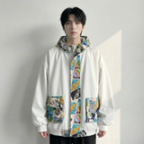 现货春款潮流涂鸦拼接夹克开衫连帽外套WT23-P75控96，男装夹克，星座1017