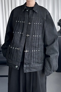 美式飞机扣工装原牛夹克秋季上衣牛仔外套 D1636-P138图片
