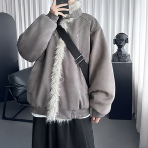 美式复古麂皮绒座山雕棉服男女冬季情侣保暖百搭棉衣 W1929图片