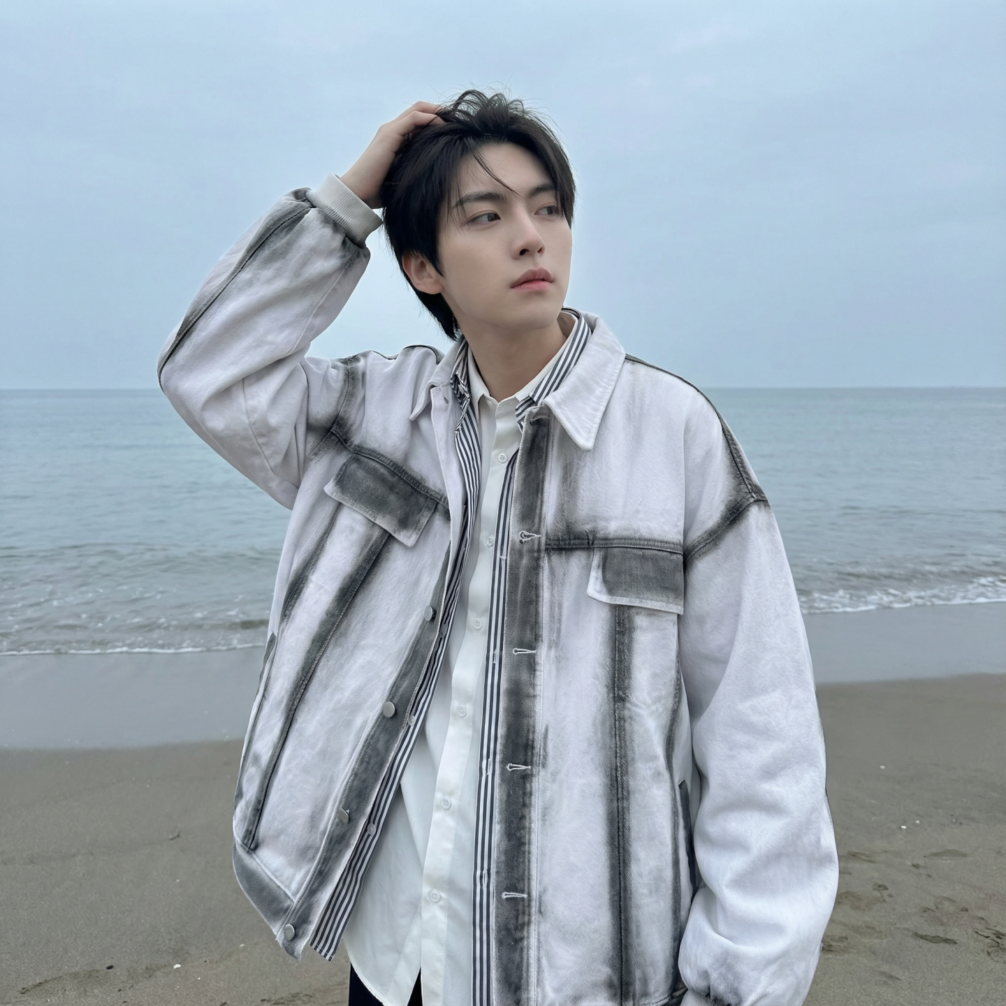 现货2026春季工装休闲夹克高级感牛仔外套JK11-P100，男装工装外套，星座1017