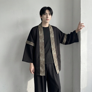 现货 春秋风蟒纹印花拼接男士道袍汉服 D3206-P78图片