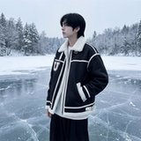 现货皮毛一体外套冬季校园宽松棉服潮男大码棉衣4725-P115，男装棉衣，星座1017