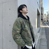 现货迷彩假两件棉服重磅水洗飞行服街头风外套M9881-P148，男装棉衣，星座1017