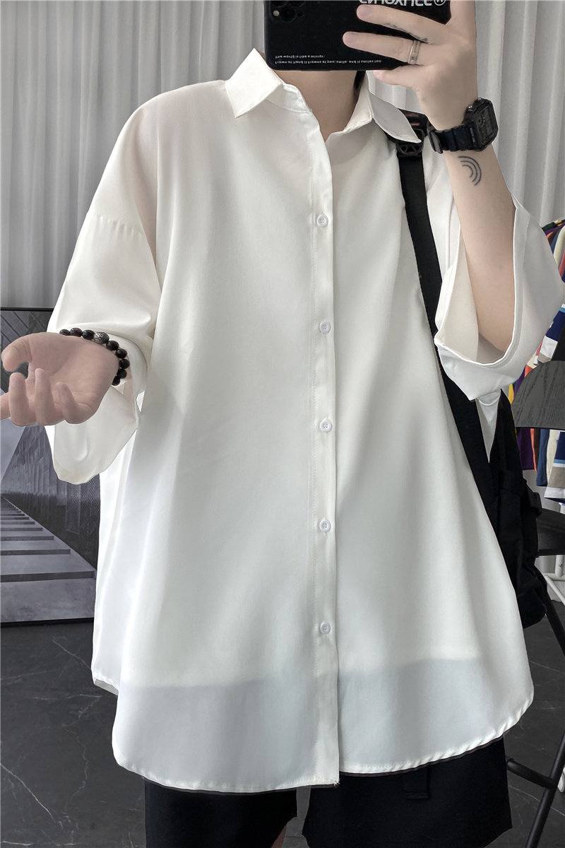 短袖休闲衬衫男痞帅七分袖衬衣bf港风CS421-P38,男装T恤,星座1017