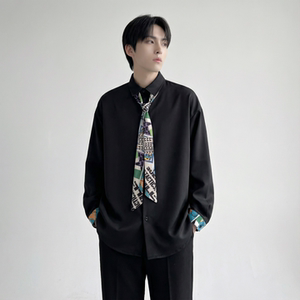 现货长袖衬衫男潮流带领带帅气港风高级感情侣衬衣 FA32-P55，男装衬衫，星座1017