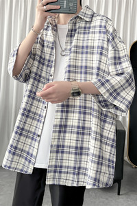 2023新款格子衬衫夏季男潮流短袖衬衣 1017-CC25-P38图片