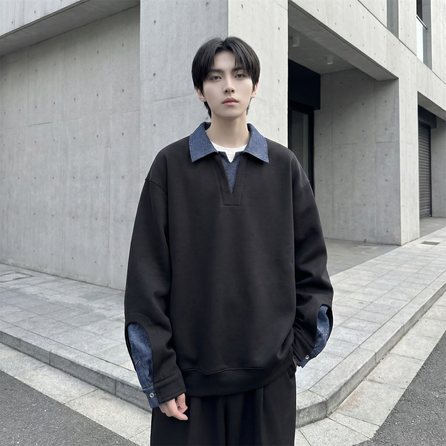 现货春季新款翻领高级感衬衫领上衣长袖卫衣男装潮WY212-P68,男装衬衫,星座1017