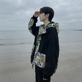 现货春款潮流涂鸦拼接夹克开衫连帽外套WT23-P75控96，男装夹克，星座1017