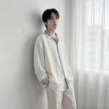 现货潮衬衫小众刺绣长袖衬衣新中式情侣外套DY877-P68，男装衬衫，星座1017