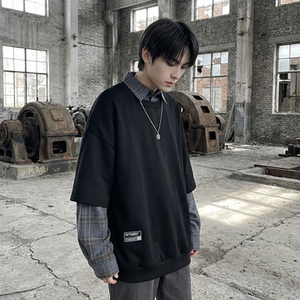 现货 2026春款假两件卫衣衬衫领复古vibe格子美式外套 A5613-P65，男装衬衫，星座1017