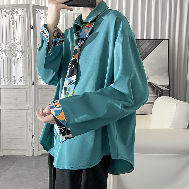 长袖衬衫男潮流帅气港风高级感情侣衬衣FC32-P55，男装衬衫，星座1017