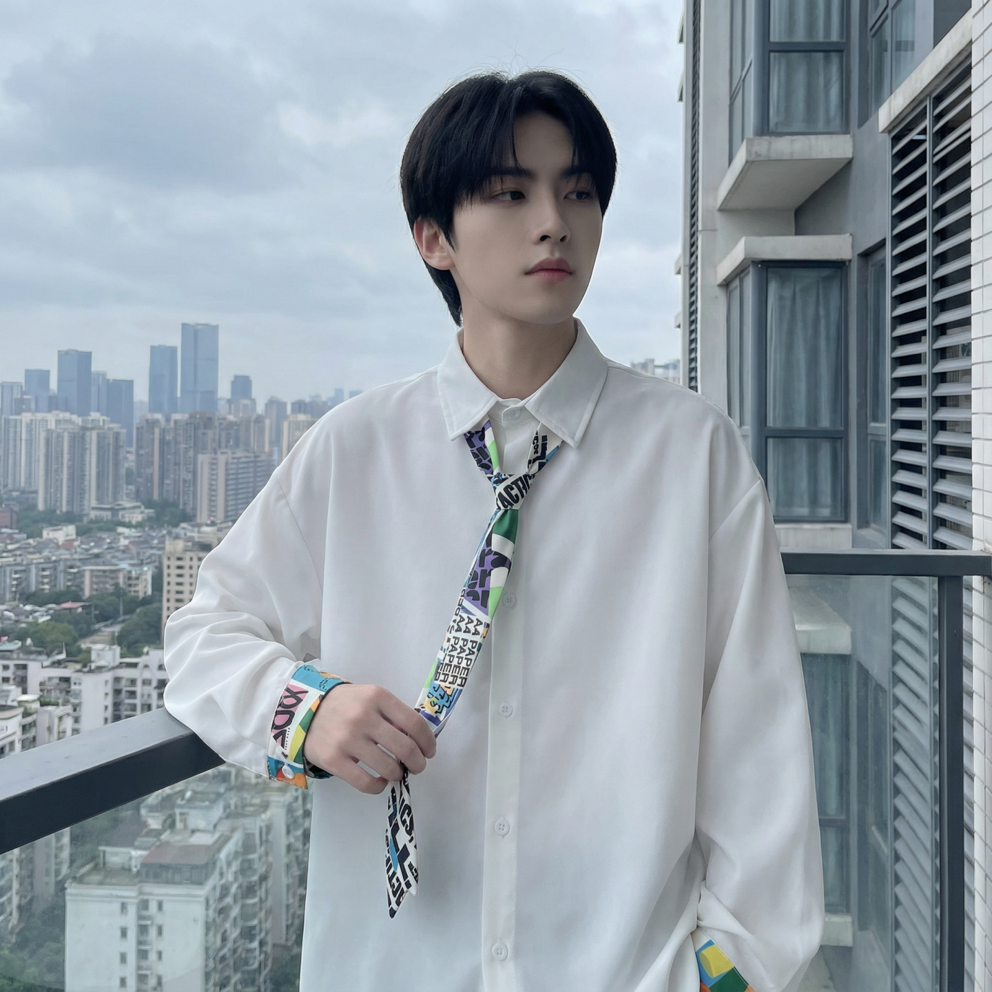 现货长袖衬衫男潮流带领带帅气港风高级感情侣衬衣FA32-P55，男装衬衫，星座1017