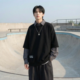 现货2026春款假两件卫衣衬衫领复古vibe格子美式外套A5613-P65，男装衬衫，星座1017