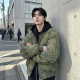 现货迷彩假两件棉服重磅水洗飞行服街头风外套M9881-P148，男装棉衣，星座1017