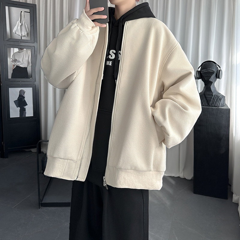2025春款日系华夫格宽松休闲男士棒球立领夹克衫外套N828-P89,男装夹克,星座1017