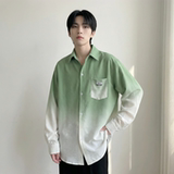 2026现货渐变长袖衬衫水洗褶皱宽松潮流休闲衬衣DS651-P58，男装衬衫，星座1017