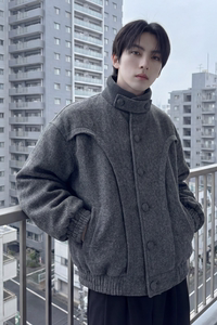 现货 美式复古加厚休闲外套韩版宽松立领短款外套 GK801-P118图片