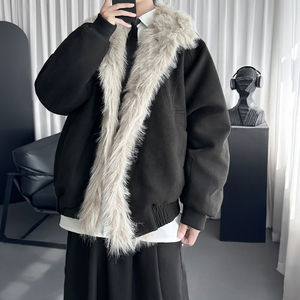 座山雕棉服外套冬季加绒加厚高级感痞帅毛领夹克棉衣 M2073-P138图片