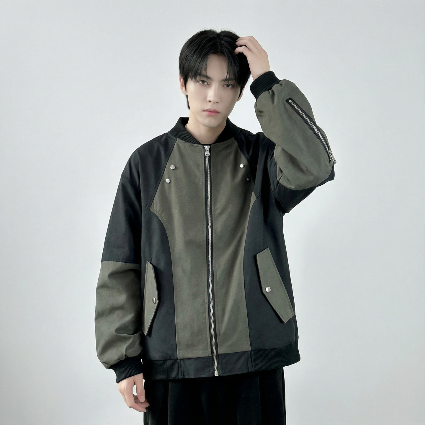 休闲百搭撞色拼接棒球服美式复古夹克 JK830-P80图片