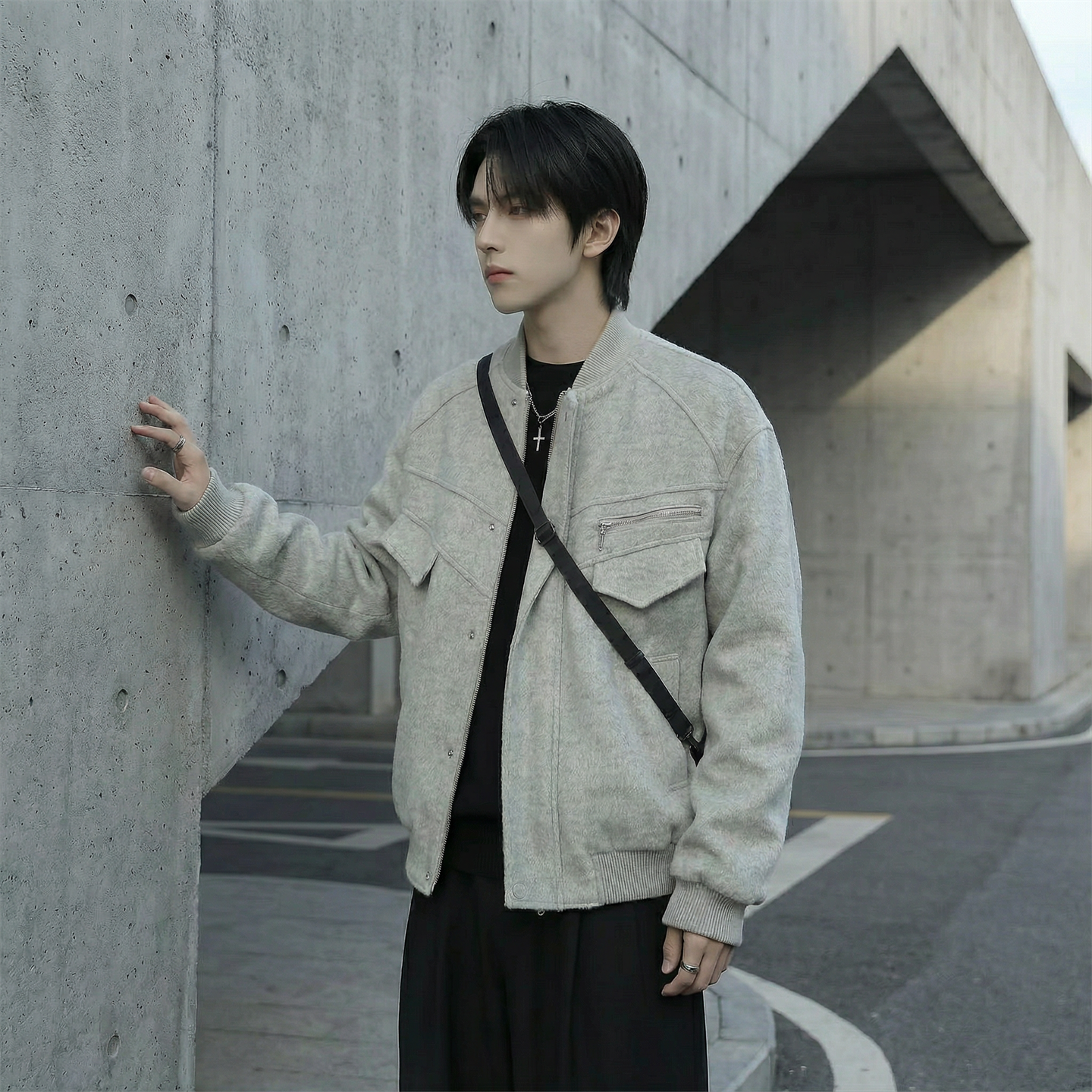 现货美式毛呢夹克棉服加厚高级痞帅夹棉棒球服短款外套Q955-P138，男装夹克，星座1017