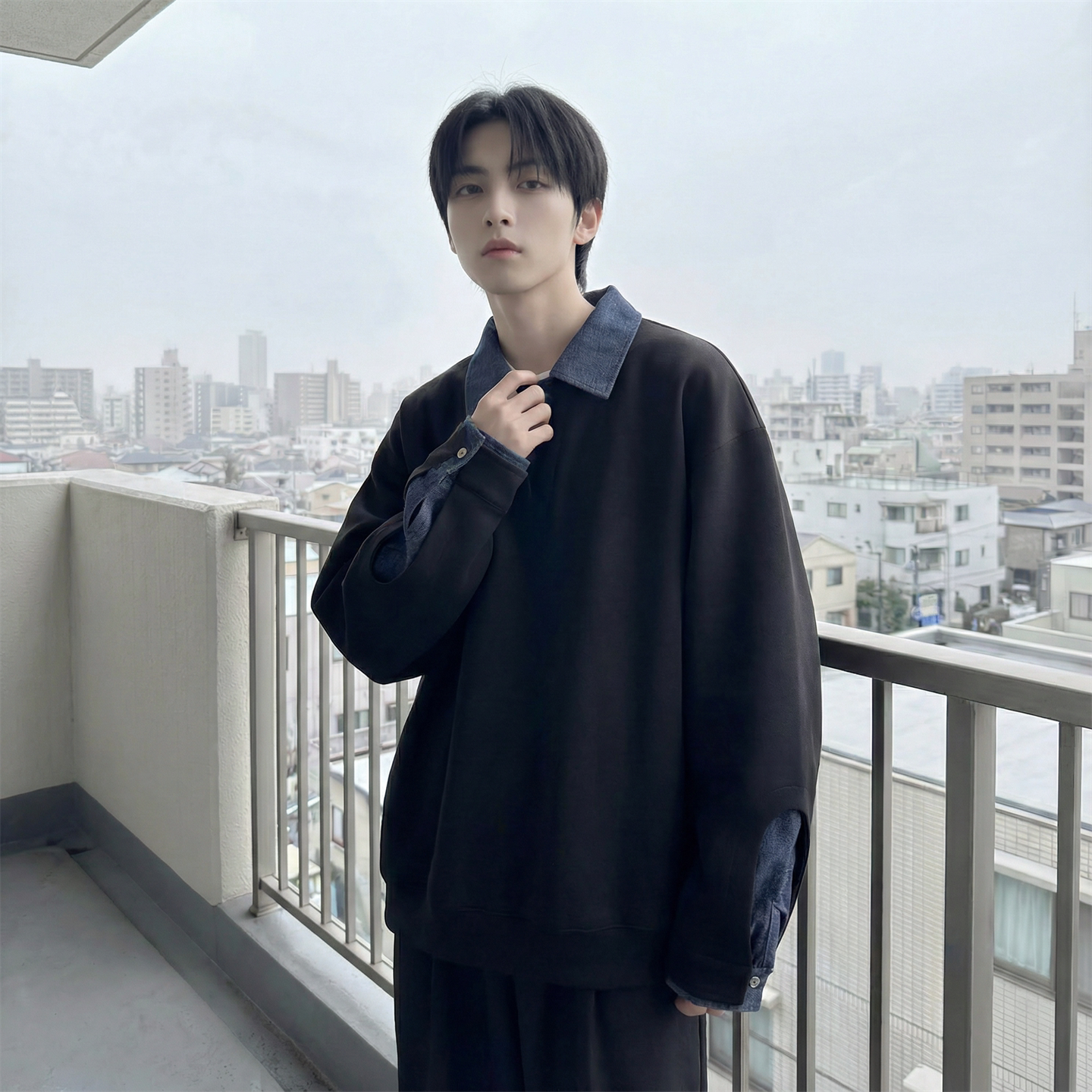 现货春季新款翻领高级感衬衫领上衣长袖卫衣男装潮WY212-P68,男装衬衫,星座1017
