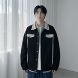 现货2026春季痞帅拼接设计感翻领夹克高级感潮流外套J24-P75，男装夹克，星座1017