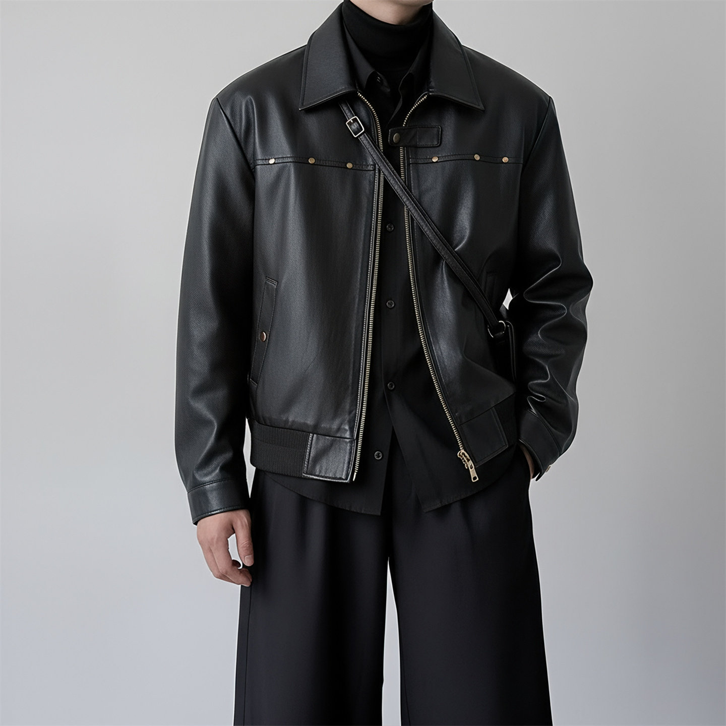 2025美式复古皮衣外套男秋季垫肩机车夹克1017-JK907-P118，男装皮衣，星座1017