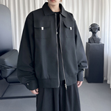 美式复古休闲百搭夹克男生宽松翻领拉链短款工装外套J2129-P108，男装夹克，星座1017