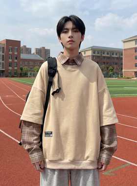 现货 2026春款假两件卫衣衬衫领复古vibe格子美式外套  A5613-P65