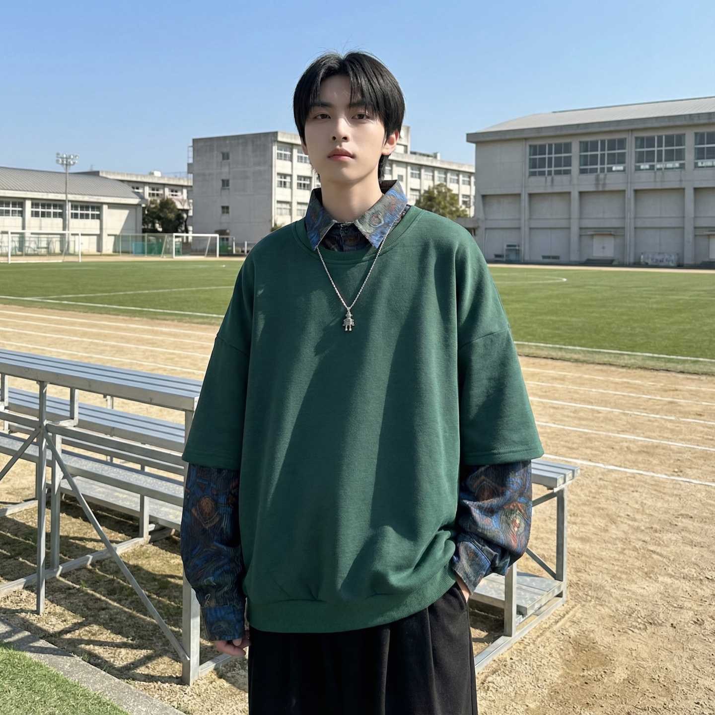 现货慵懒假两件衬衫领卫衣日系情侣碎花上衣A881-P65,男装衬衫,星座1017
