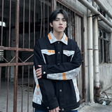 现货2026春季痞帅拼接设计感翻领夹克高级感潮流外套J24-P75，男装夹克，星座1017