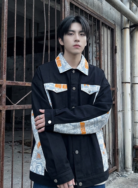 现货 2026春季痞帅拼接设计感翻领夹克高级感潮流外套  J24-P75