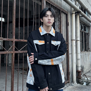 现货 2026春季痞帅拼接设计感翻领夹克高级感潮流外套 J24-P75，男装夹克，星座1017