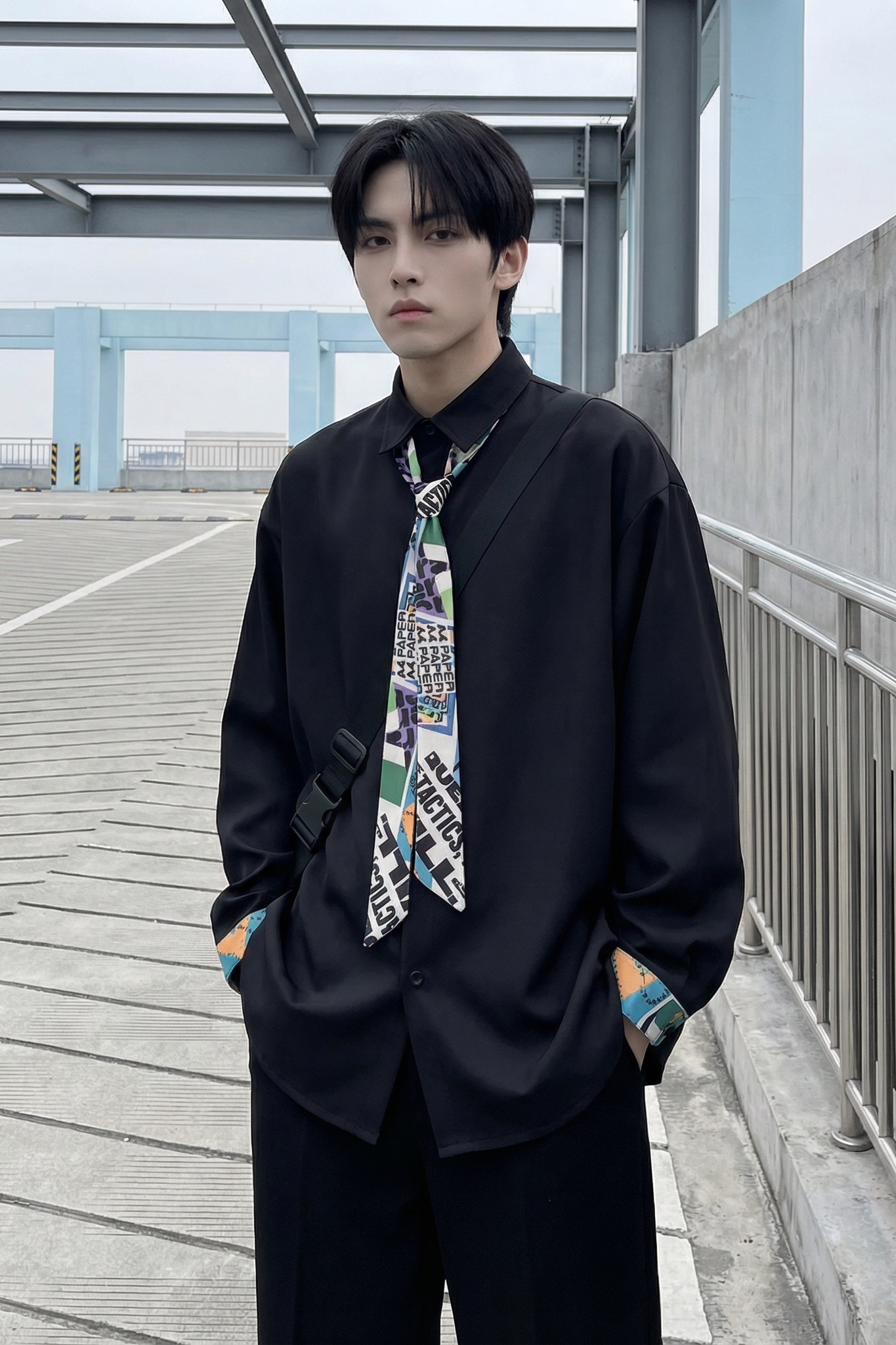 现货长袖衬衫男潮流带领带帅气港风高级感情侣衬衣FA32-P55,男装衬衫,星座1017