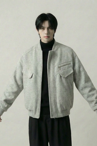 现货美式毛呢夹克棉服加厚高级痞帅夹棉棒球服短款外套 Q955-P138图片