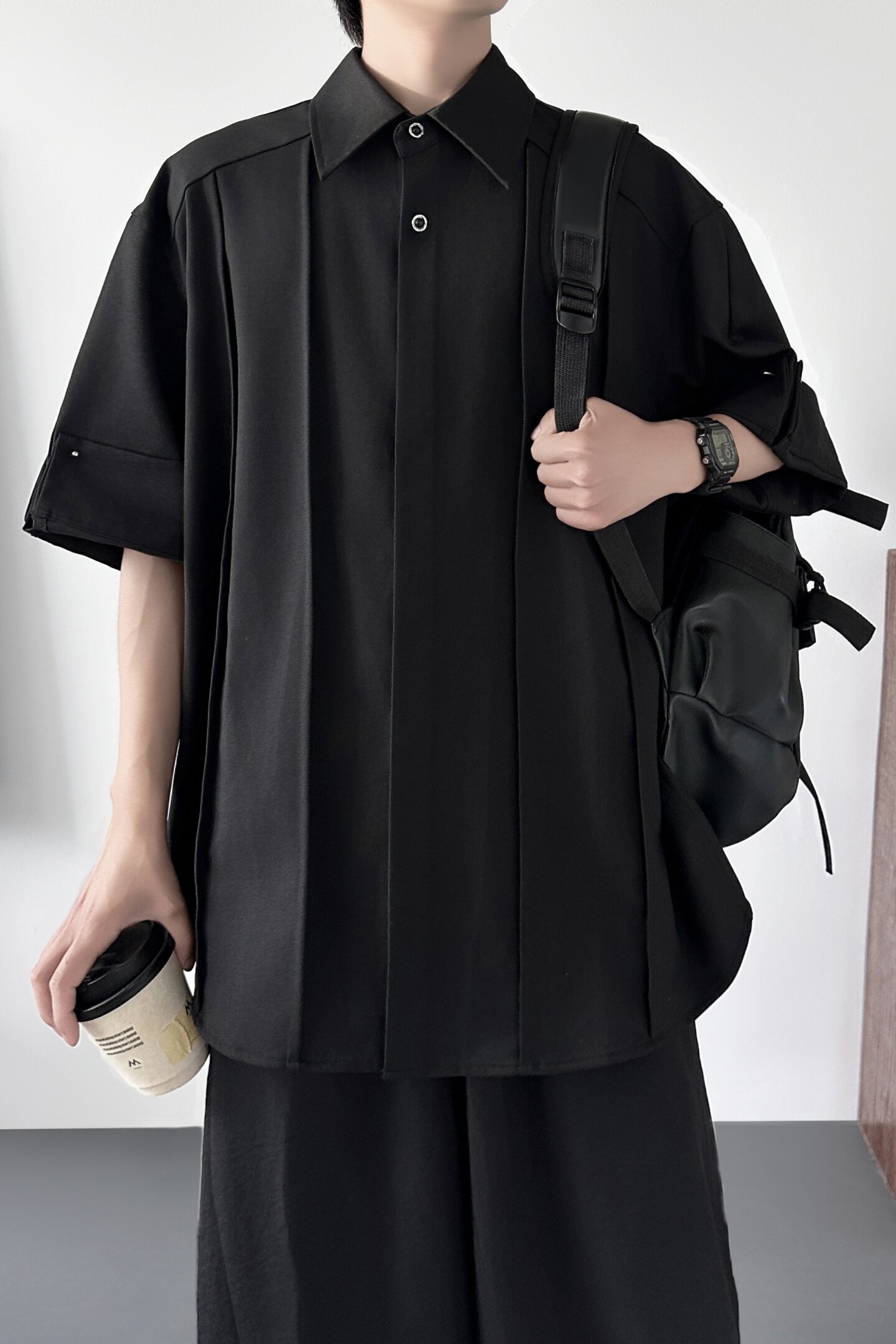 短袖衬衫男款宽松休闲衬衣男潮牌百搭垂感上衣AS657-P58,男装T恤,星座1017