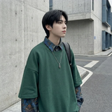 现货慵懒假两件衬衫领卫衣日系情侣碎花上衣A881-P65，男装衬衫，星座1017