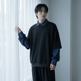 2026春款假两件卫衣衬衫领复古vibe格子美式外套CR447-P68，男装衬衫，星座1017